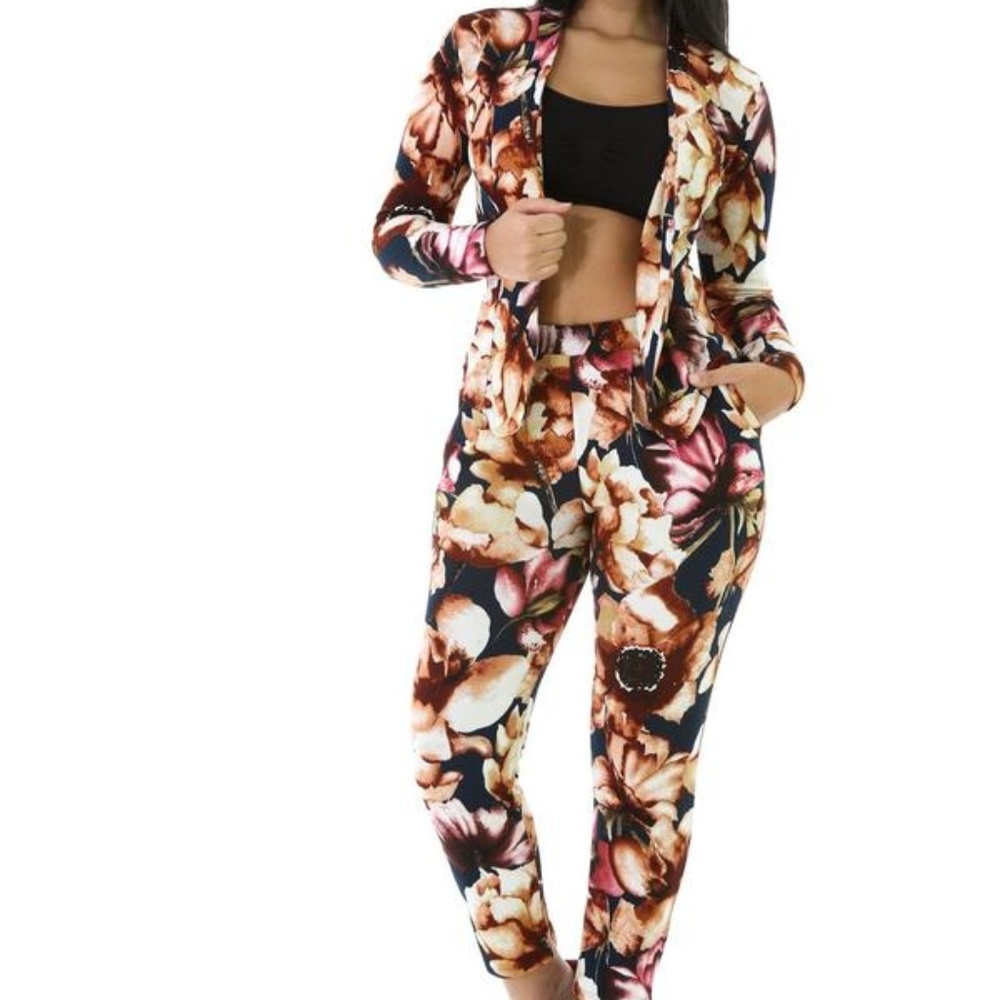 Floral Knit Pant Set